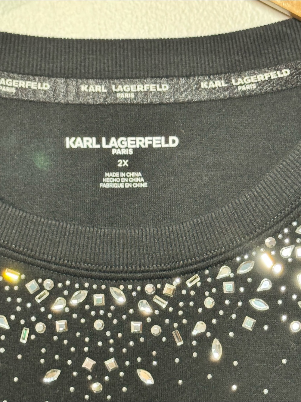 Karl Lagerfeld Black Sweatshirt with Silver Speckle Yoke - Picture 5 of 9
